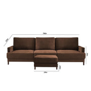 Oudrey 3 Seater Sofa Set with Center Table for Living Room (Brown Colour) Premium Fabric Sofa