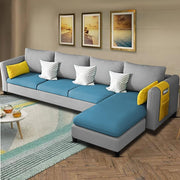Asser RHS 6 Seater L Shape Sofa Set for Living Room (Turquise Grey) Premium Fabric Sofa