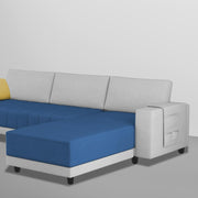 Linus RHS 4 Seater L Shape Sofa Set for Living Room (Blue Grey Fabric) Premium Fabric Sofa