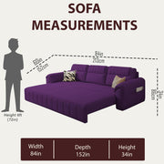 Alicia 3 Seater Sofa Cum Bed for Living Room (Purple Fabric) Premium Fabric Sofa
