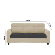 Marco 3 Seater Sofa Set for Living Room (Cream Black Colour) Premium Fabric Sofa