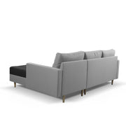 Ashton RHS 4 Seater L Shape Sofa Set with Center Table for Living Room (Black Grey Fabric) Premium Fabric Sofa