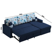 Rolando 4 Seater Sofa Cum Bed for Living Room (Cream Black) Premium Fabric Sofa