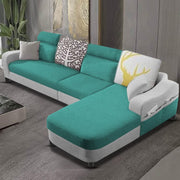 Amanda RHS 6 Seater L Shape,Sofa Set for Living Room (Turquise Grey Fabric)