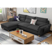 Hudson 4 Seater L Shape Sofa Set for Living Room (Black Fabric) Left Side