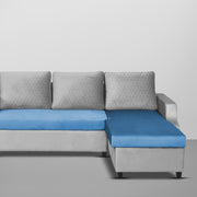 Asper RHS 4 Seater L Shape Sofa Set for Living Room (Turquise Grey Fabric) Premium Fabric Sofa