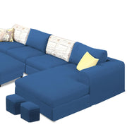Badger RHS 8 Seater L Shape Sofa Set with Center Table for Living Room (Grey Fabric) Premium Fabric Sofa