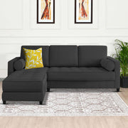Sthone LHS 6 Seater L Shape Sofa Set for Living Room (Black Fabric)