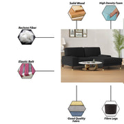 Latieo RHS 2 Seater Lounger L Shape Sofa Set for Living Room (Black) Premium Fabric Sofa