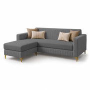 Casaliving Daxos 4 Seater L Shape Sofa Set with Movable Ottoman | Flexible Left or Right Layout | Cozy Velvet Fabric | Soft Touch Seating | Modern Designer Sofa for Living Room (Black)