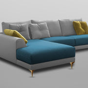 Viva LHS 6 Seater L Shape Sofa Set for Living Room (Turquise Grey) Premium Fabric Sofa