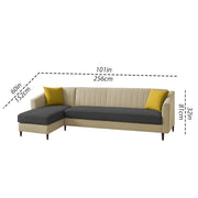 Neyami LHS 6 Seater L Shape Sofa Set for Living Room (Cream Black) Premium Fabric Sofa Set