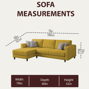 Oslo 4 Seater LHS L Shape Sofa Set for Living Room (Yellow Fabric) Premium Fabric Sofa Set for Living Room