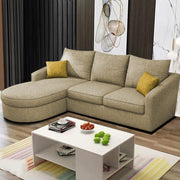 Shrank Round Lounger L Shape 4 Seater Sofa Set for Living Room (Cream) Fabric Sofa | LHS