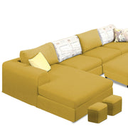 Badger RHS 8 Seater L Shape Sofa Set with Center Table for Living Room (Grey Fabric) Premium Fabric Sofa