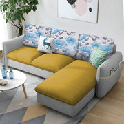 Andon 4 Seater L Shape Sofa Set for Living Room (Yellow Grey) Right Side Sofa