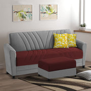 Francis 3 Seater Sofa Set with Ottoman for Living Room (Maroon Grey) Fabric