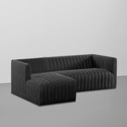 Rowan LHS 4 Seater L Shape Sofa Set for Living Room (Black Fabric) Premium Fabric Sofa