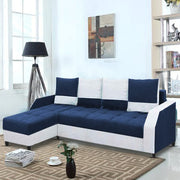 Severny 6 Seater L Shape Sofa Set for Living Room (Blue Grey Fabric) Left Side