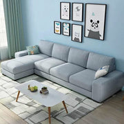 Hudson 5 Seater L Shape Sofa Set for Living Room (Blue Fabric) Left Side