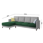 Swaloni LHS 6 Seater L Shape Sofa Set for Living Room (Green Grey) Premium Fabric Sofa