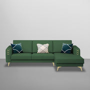 Falco RHS 4 Seater L Shape Sofa Set for Living Room (Green Fabric) Premium Fabric Sofa