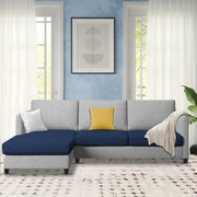 Hanery 4 Seater L Shape Sofa Set for Living Room | Colour - Blue Grey