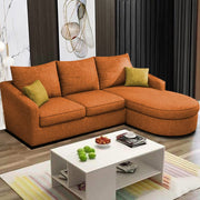 Shrank Round Lounger L Shape 4 Seater Sofa Set for Living Room (Orange) Fabric Sofa | RHS