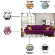 Antonio LHS 4 Seater L Shape Sofa Set for Living Room (Purple Premium Fabric)