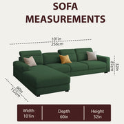 Orion LHS 6 Seater L Shape Sofa Set for Living Room (Green Colour) Premium Fabric Sofa