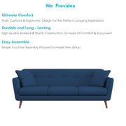 Letty 3 Seater Sofa Set for Living Room (Blue Colour) Premium Fabric Sofa