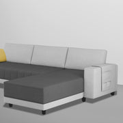 Linus RHS 4 Seater L Shape Sofa Set for Living Room (Black Grey Fabric) Premium Fabric Sofa