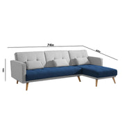 Convertible Futon RHS 4 Seater Sofa Cum Bed with Adjustable Backrest Sofa for Living Room (Blue Grey Colour) Premium Fabric Sofa