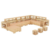 Emerson Modern U-Shaped Sectional Sofa Set 9 Seater, Sofa Couch with 3 Puffy for Hall (Black Colour) Premium Leatherette Fabric Sofa