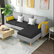 Asser RHS 4 Seater L Shape Sofa Set for Living Room (Black Grey) Premium Fabric Sofa
