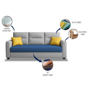 Evona 3 Seater Sofa Set for Living Room (Blue Grey Colour Fabric) Premium Fabric Sofa