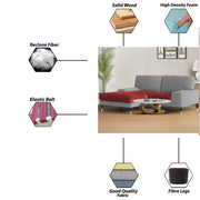 Latieo LHS 2 Seater Lounger L Shape Sofa Set for Living Room (Maroon Grey) Premium Fabric Sofa
