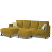 Swaloni LHS 6 Seater L Shape Sofa Set with Center Table for Living Room (Yellow) Premium Fabric Sofa