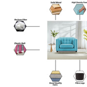 Sinclair 1 Seater Sofa Set for Living Room (Blue Colour) Premium Fabric Sofa