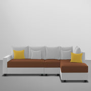 Inclair RHS 6 Seater L Shape Sofa Set for Living Room (Brown Grey Fabric) Premium Fabric Sofa