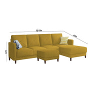 Swaloni RHS 6 Seater L Shape Sofa Set with Center Table for Living Room (Yellow) Premium Fabric Sofa