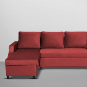 Asper LHS 4 Seater L Shape Sofa Set for Living Room (Maroon Fabric) Premium Fabric Sofa
