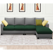 Rihan 6 Seater L Shape Sofa Set Living Room (Green Grey Fabric) Right Side Sofa