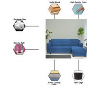 Fracher RHS 4 Seater L Shape Sofa Set for Living Room (Blue Fabric) Premium Fabric Sofa