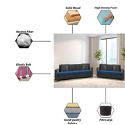 Garcia 3+2 Seater Sofa Set for Living Room (Black - Grey)