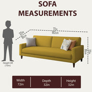 Kaven 3 Seater Sofa Set for Living Room (Yellow Colour Fabric) Premium Fabric Sofa