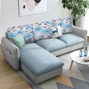 Andon 4 Seater L Shape Sofa Set for Living Room (Light Blue Grey) Left Side Sofa