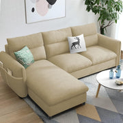 Andon 4 Seater L Shape Sofa Set for Living Room (Cream Fabric) Left Side Sofa | Premium Fabric Sofa