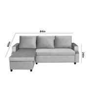 Asper LHS 4 Seater L Shape Sofa Set for Living Room (Grey Fabric) Premium Fabric Sofa