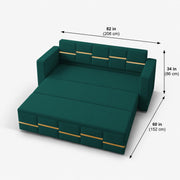 Casaliving Mordo 3 Seater Sofa Cum Bed for Living Room (Black Fabric) Premium Fabric Sofa Set